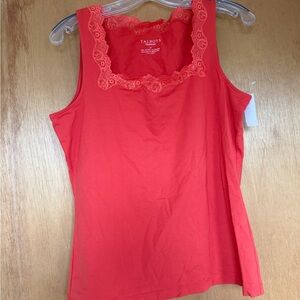 Talbots Vibrant Orange Lace Trim Tank Top